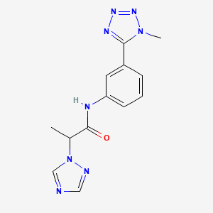 molecular formula C13H14N8O B7317985 N-[3-(1-methyltetrazol-5-yl)phenyl]-2-(1,2,4-triazol-1-yl)propanamide 