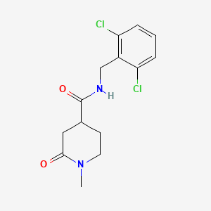 molecular formula C14H16Cl2N2O2 B7318007 N-[(2,6-dichlorophenyl)methyl]-1-methyl-2-oxopiperidine-4-carboxamide 