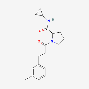 molecular formula C18H24N2O2 B7318086 N-cyclopropyl-1-[3-(3-methylphenyl)propanoyl]pyrrolidine-2-carboxamide 