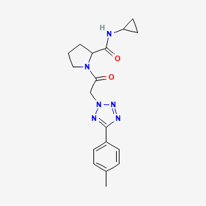 molecular formula C18H22N6O2 B7318092 N-cyclopropyl-1-[2-[5-(4-methylphenyl)tetrazol-2-yl]acetyl]pyrrolidine-2-carboxamide 