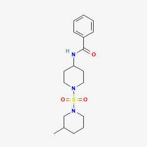 molecular formula C18H27N3O3S B7318128 N-[1-(3-methylpiperidin-1-yl)sulfonylpiperidin-4-yl]benzamide 
