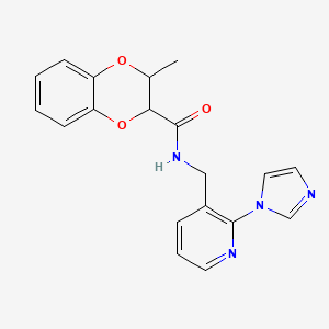 molecular formula C19H18N4O3 B7318176 N-[(2-imidazol-1-ylpyridin-3-yl)methyl]-2-methyl-2,3-dihydro-1,4-benzodioxine-3-carboxamide 
