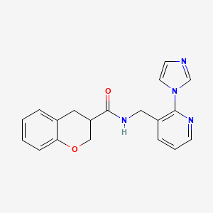 molecular formula C19H18N4O2 B7318194 N-[(2-imidazol-1-ylpyridin-3-yl)methyl]-3,4-dihydro-2H-chromene-3-carboxamide 