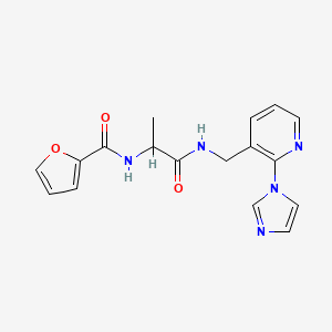 molecular formula C17H17N5O3 B7318211 N-[1-[(2-imidazol-1-ylpyridin-3-yl)methylamino]-1-oxopropan-2-yl]furan-2-carboxamide 