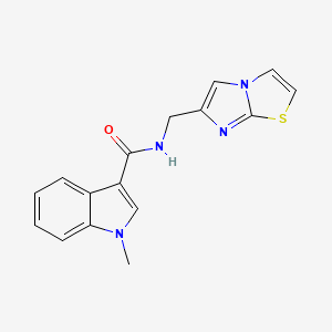 molecular formula C16H14N4OS B7318220 N-(imidazo[2,1-b][1,3]thiazol-6-ylmethyl)-1-methylindole-3-carboxamide 