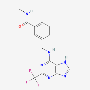 molecular formula C15H13F3N6O B7318223 N-methyl-3-[[[2-(trifluoromethyl)-7H-purin-6-yl]amino]methyl]benzamide 