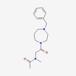 molecular formula C17H25N3O2 B7318279 N-[2-(4-benzyl-1,4-diazepan-1-yl)-2-oxoethyl]-N-methylacetamide 