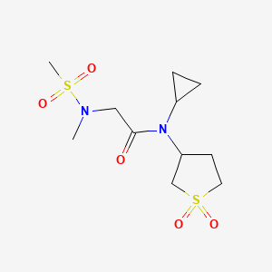 molecular formula C11H20N2O5S2 B7318292 N-cyclopropyl-N-(1,1-dioxothiolan-3-yl)-2-[methyl(methylsulfonyl)amino]acetamide 