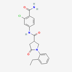 molecular formula C20H20ClN3O3 B7318402 N-(4-carbamoyl-3-chlorophenyl)-1-(2-ethylphenyl)-5-oxopyrrolidine-3-carboxamide 