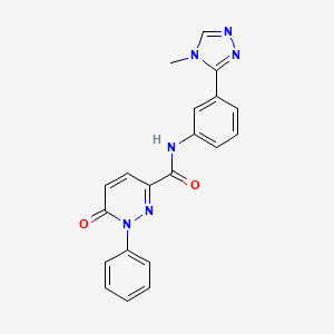 molecular formula C20H16N6O2 B7318422 N-[3-(4-methyl-1,2,4-triazol-3-yl)phenyl]-6-oxo-1-phenylpyridazine-3-carboxamide 