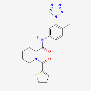 molecular formula C19H20N6O2S B7318423 N-[4-methyl-3-(tetrazol-1-yl)phenyl]-1-(thiophene-2-carbonyl)piperidine-2-carboxamide 