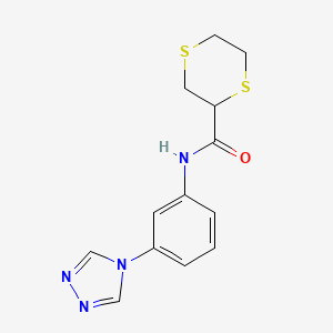 molecular formula C13H14N4OS2 B7318430 N-[3-(1,2,4-triazol-4-yl)phenyl]-1,4-dithiane-2-carboxamide 