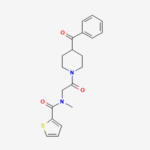 molecular formula C20H22N2O3S B7318475 N-[2-(4-benzoylpiperidin-1-yl)-2-oxoethyl]-N-methylthiophene-2-carboxamide 