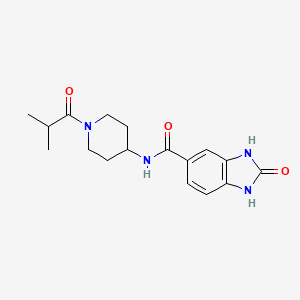 molecular formula C17H22N4O3 B7318501 N-[1-(2-methylpropanoyl)piperidin-4-yl]-2-oxo-1,3-dihydrobenzimidazole-5-carboxamide 