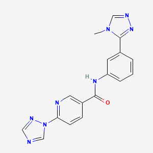 molecular formula C17H14N8O B7318519 N-[3-(4-methyl-1,2,4-triazol-3-yl)phenyl]-6-(1,2,4-triazol-1-yl)pyridine-3-carboxamide 