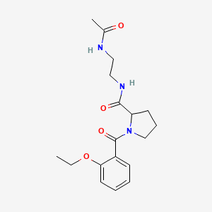 molecular formula C18H25N3O4 B7318552 N-(2-acetamidoethyl)-1-(2-ethoxybenzoyl)pyrrolidine-2-carboxamide 