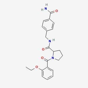 molecular formula C22H25N3O4 B7318569 N-[(4-carbamoylphenyl)methyl]-1-(2-ethoxybenzoyl)pyrrolidine-2-carboxamide 