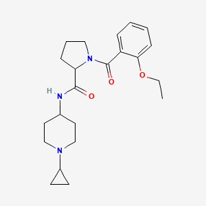 molecular formula C22H31N3O3 B7318583 N-(1-cyclopropylpiperidin-4-yl)-1-(2-ethoxybenzoyl)pyrrolidine-2-carboxamide 