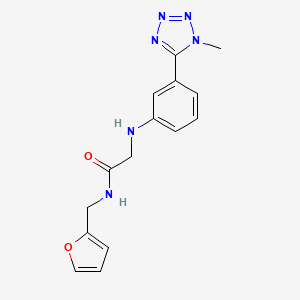 molecular formula C15H16N6O2 B7318606 N-(furan-2-ylmethyl)-2-[3-(1-methyltetrazol-5-yl)anilino]acetamide 