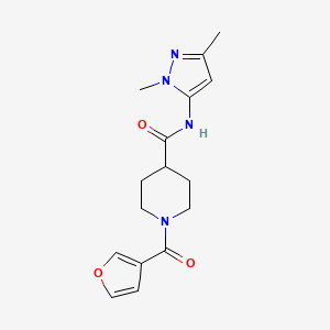 molecular formula C16H20N4O3 B7318739 N-(2,5-dimethylpyrazol-3-yl)-1-(furan-3-carbonyl)piperidine-4-carboxamide 