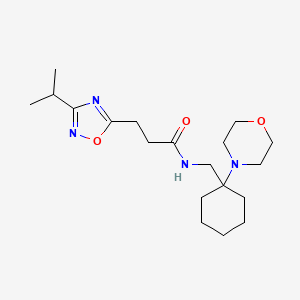 molecular formula C19H32N4O3 B7318831 N-[(1-morpholin-4-ylcyclohexyl)methyl]-3-(3-propan-2-yl-1,2,4-oxadiazol-5-yl)propanamide 