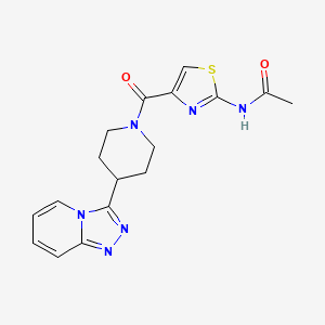 molecular formula C17H18N6O2S B7318869 N-[4-[4-([1,2,4]triazolo[4,3-a]pyridin-3-yl)piperidine-1-carbonyl]-1,3-thiazol-2-yl]acetamide 