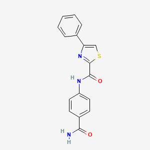molecular formula C17H13N3O2S B7318924 N-(4-carbamoylphenyl)-4-phenyl-1,3-thiazole-2-carboxamide 