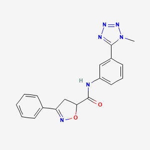 molecular formula C18H16N6O2 B7318979 N-[3-(1-methyltetrazol-5-yl)phenyl]-3-phenyl-4,5-dihydro-1,2-oxazole-5-carboxamide 