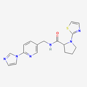 molecular formula C17H18N6OS B7318993 N-[(6-imidazol-1-ylpyridin-3-yl)methyl]-1-(1,3-thiazol-2-yl)pyrrolidine-2-carboxamide 