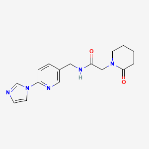 molecular formula C16H19N5O2 B7318996 N-[(6-imidazol-1-ylpyridin-3-yl)methyl]-2-(2-oxopiperidin-1-yl)acetamide 