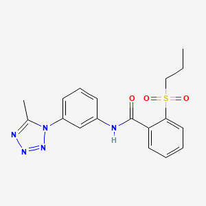 molecular formula C18H19N5O3S B7319126 N-[3-(5-methyltetrazol-1-yl)phenyl]-2-propylsulfonylbenzamide 
