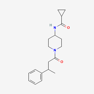 molecular formula C19H26N2O2 B7319167 N-[1-(3-phenylbutanoyl)piperidin-4-yl]cyclopropanecarboxamide 