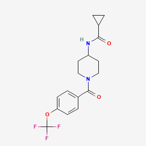 molecular formula C17H19F3N2O3 B7319173 N-[1-[4-(trifluoromethoxy)benzoyl]piperidin-4-yl]cyclopropanecarboxamide 