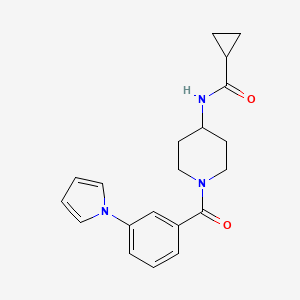 molecular formula C20H23N3O2 B7319190 N-[1-(3-pyrrol-1-ylbenzoyl)piperidin-4-yl]cyclopropanecarboxamide 