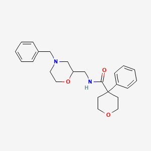 molecular formula C24H30N2O3 B7319203 N-[(4-benzylmorpholin-2-yl)methyl]-4-phenyloxane-4-carboxamide 