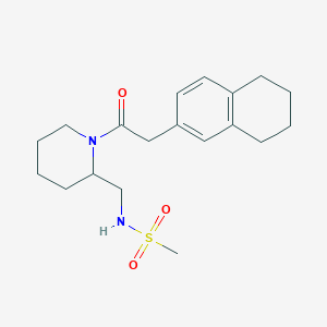 molecular formula C19H28N2O3S B7319224 N-[[1-[2-(5,6,7,8-tetrahydronaphthalen-2-yl)acetyl]piperidin-2-yl]methyl]methanesulfonamide 