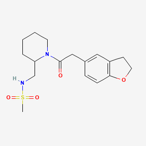 molecular formula C17H24N2O4S B7319230 N-[[1-[2-(2,3-dihydro-1-benzofuran-5-yl)acetyl]piperidin-2-yl]methyl]methanesulfonamide 
