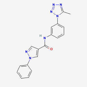 molecular formula C18H15N7O B7319265 N-[3-(5-methyltetrazol-1-yl)phenyl]-1-phenylpyrazole-4-carboxamide 