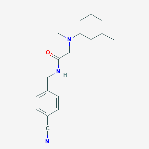 molecular formula C18H25N3O B7319289 N-[(4-cyanophenyl)methyl]-2-[methyl-(3-methylcyclohexyl)amino]acetamide 