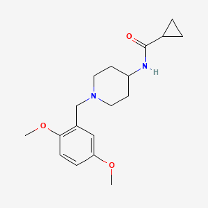 molecular formula C18H26N2O3 B7319318 N-[1-[(2,5-dimethoxyphenyl)methyl]piperidin-4-yl]cyclopropanecarboxamide 