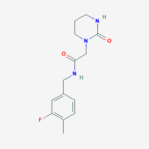 molecular formula C14H18FN3O2 B7319322 N-[(3-fluoro-4-methylphenyl)methyl]-2-(2-oxo-1,3-diazinan-1-yl)acetamide 