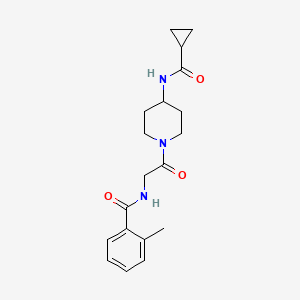 molecular formula C19H25N3O3 B7319338 N-[2-[4-(cyclopropanecarbonylamino)piperidin-1-yl]-2-oxoethyl]-2-methylbenzamide 