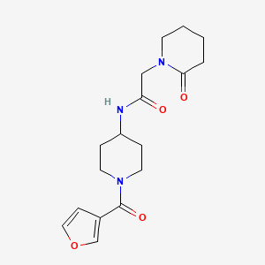 molecular formula C17H23N3O4 B7319345 N-[1-(furan-3-carbonyl)piperidin-4-yl]-2-(2-oxopiperidin-1-yl)acetamide 