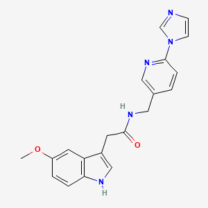 molecular formula C20H19N5O2 B7319406 N-[(6-imidazol-1-ylpyridin-3-yl)methyl]-2-(5-methoxy-1H-indol-3-yl)acetamide 