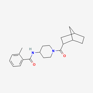 molecular formula C21H28N2O2 B7319457 N-[1-(bicyclo[2.2.1]heptane-2-carbonyl)piperidin-4-yl]-2-methylbenzamide 