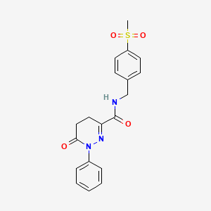 molecular formula C19H19N3O4S B7319483 N-[(4-methylsulfonylphenyl)methyl]-6-oxo-1-phenyl-4,5-dihydropyridazine-3-carboxamide 