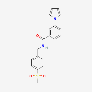 molecular formula C19H18N2O3S B7319494 N-[(4-methylsulfonylphenyl)methyl]-3-pyrrol-1-ylbenzamide 