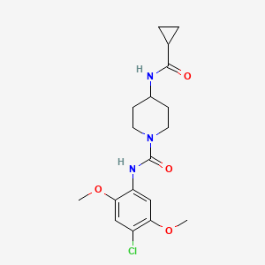 molecular formula C18H24ClN3O4 B7319533 N-(4-chloro-2,5-dimethoxyphenyl)-4-(cyclopropanecarbonylamino)piperidine-1-carboxamide 