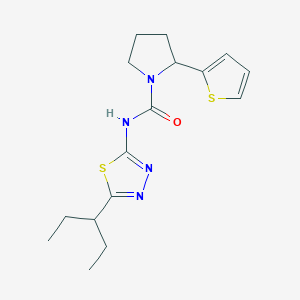 molecular formula C16H22N4OS2 B7319565 N-(5-pentan-3-yl-1,3,4-thiadiazol-2-yl)-2-thiophen-2-ylpyrrolidine-1-carboxamide 