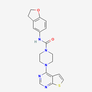 molecular formula C19H19N5O2S B7319615 N-(2,3-dihydro-1-benzofuran-5-yl)-4-thieno[2,3-d]pyrimidin-4-ylpiperazine-1-carboxamide 